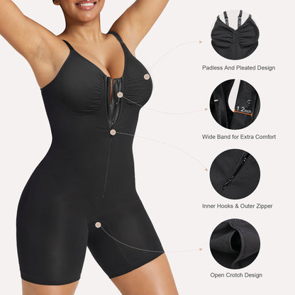 Women's Tummy Control Zip Front Bodysuit