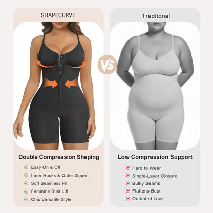 Women's Tummy Control Zip Front Bodysuit